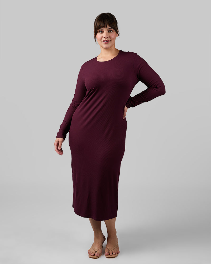 WOMEN'S SOFT RIB MIDI DRESS