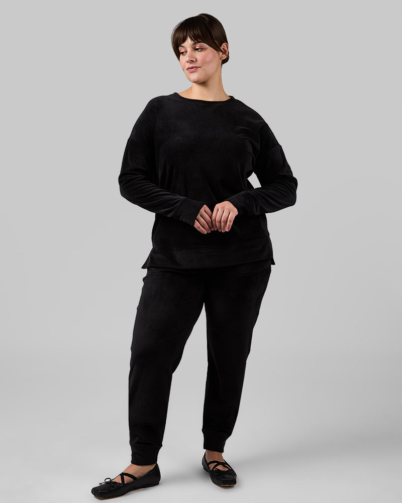 WOMEN'S VELOUR LUXE RIB CREW TOP