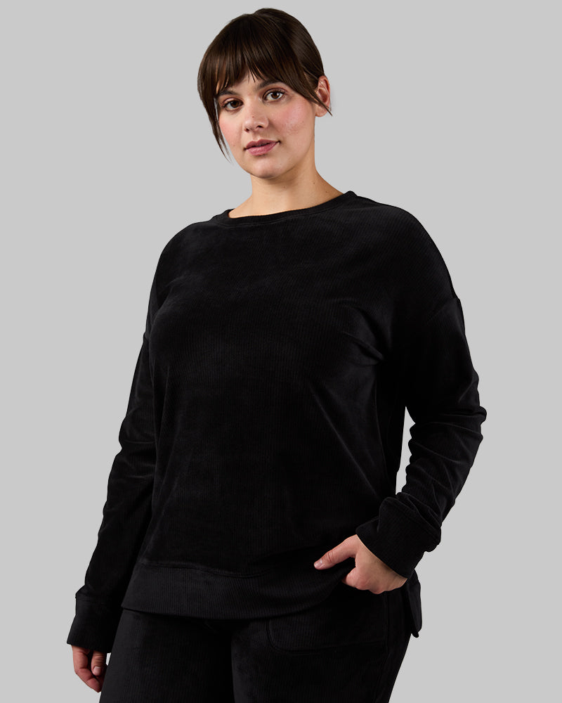 WOMEN'S VELOUR LUXE RIB CREW TOP