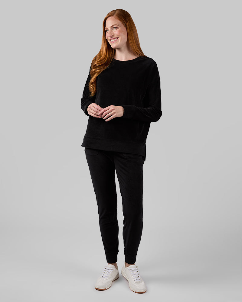 WOMEN'S VELOUR LUXE RIB CREW TOP