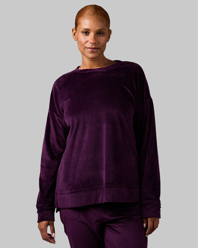 WOMEN'S VELOUR LUXE RIB CREW TOP