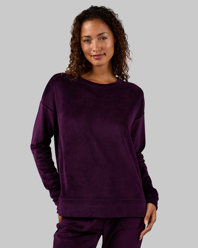 WOMEN'S VELOUR LUXE RIB CREW TOP