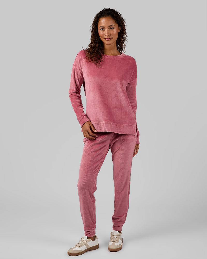 WOMEN'S VELOUR LUXE RIB CREW TOP