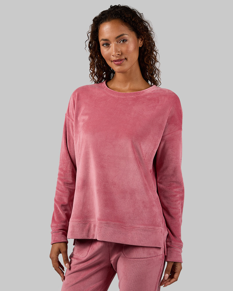 WOMEN'S VELOUR LUXE RIB CREW TOP