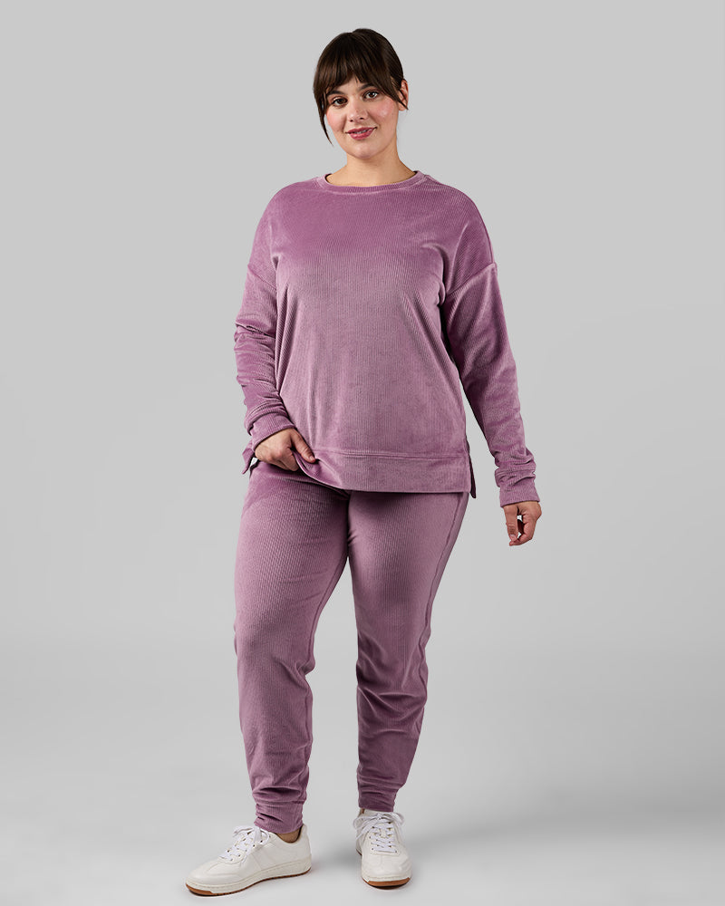 WOMEN'S VELOUR LUXE RIB CREW TOP