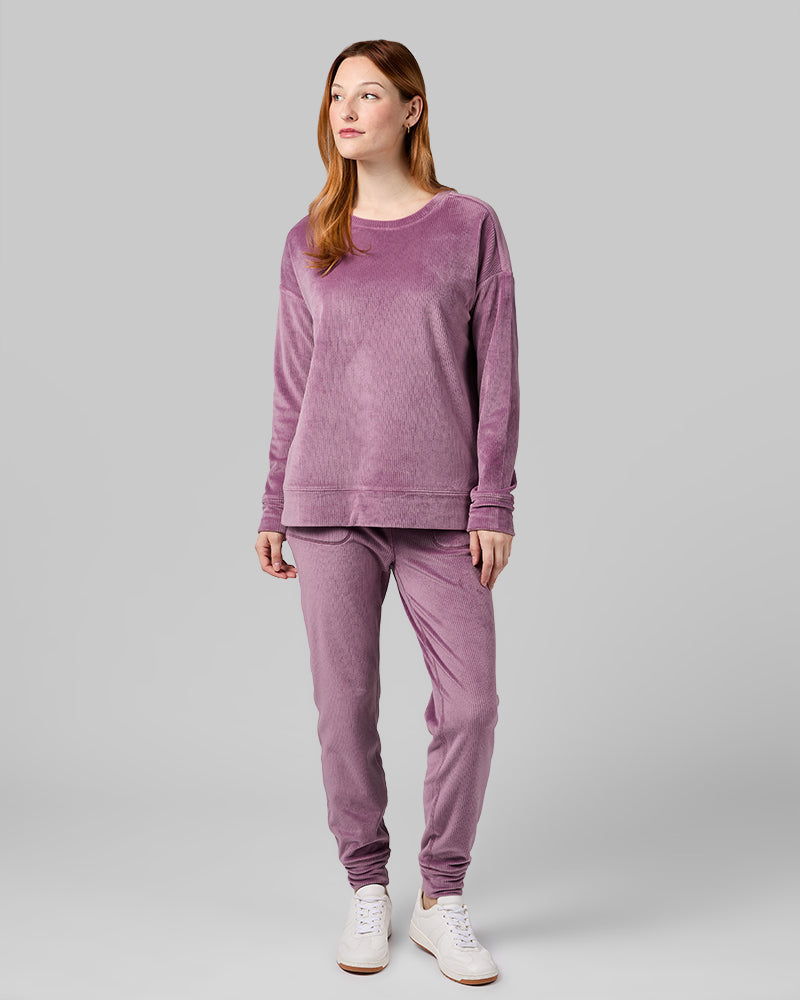 WOMEN'S VELOUR LUXE RIB CREW TOP