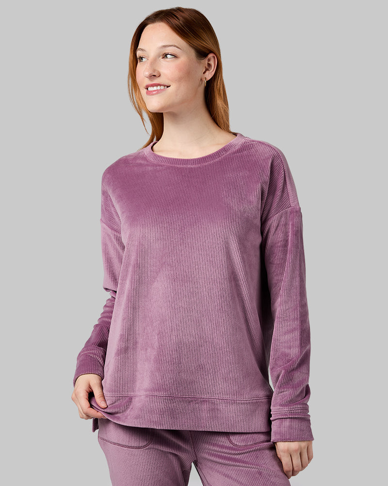 WOMEN'S VELOUR LUXE RIB CREW TOP
