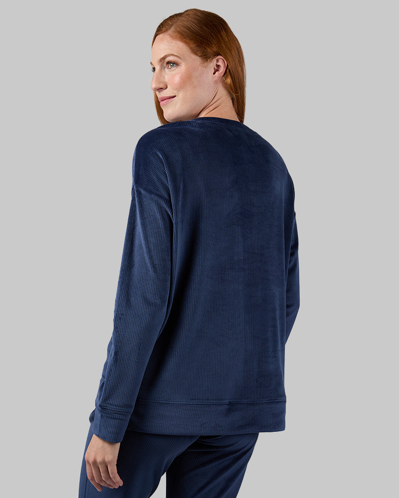 WOMEN'S VELOUR LUXE RIB CREW TOP