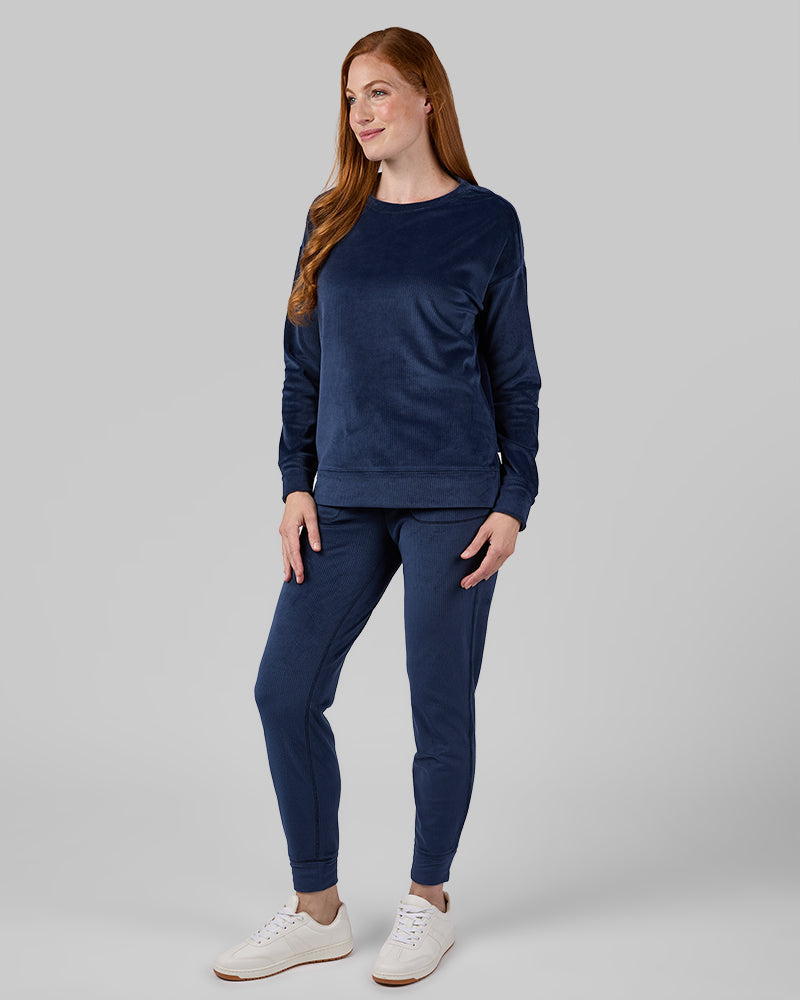 WOMEN'S VELOUR LUXE RIB CREW TOP