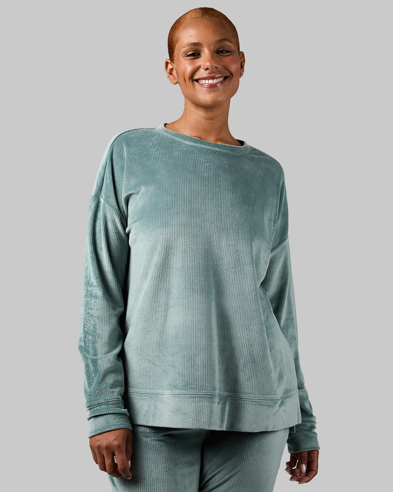 WOMEN'S VELOUR LUXE RIB CREW TOP