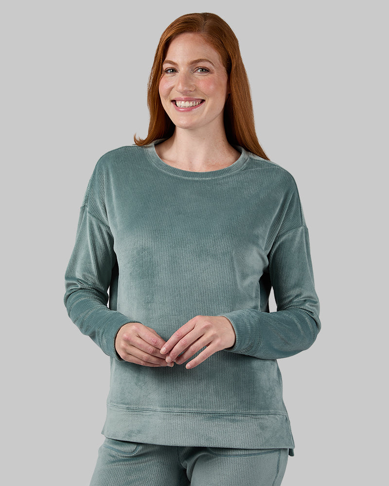 WOMEN'S VELOUR LUXE RIB CREW TOP
