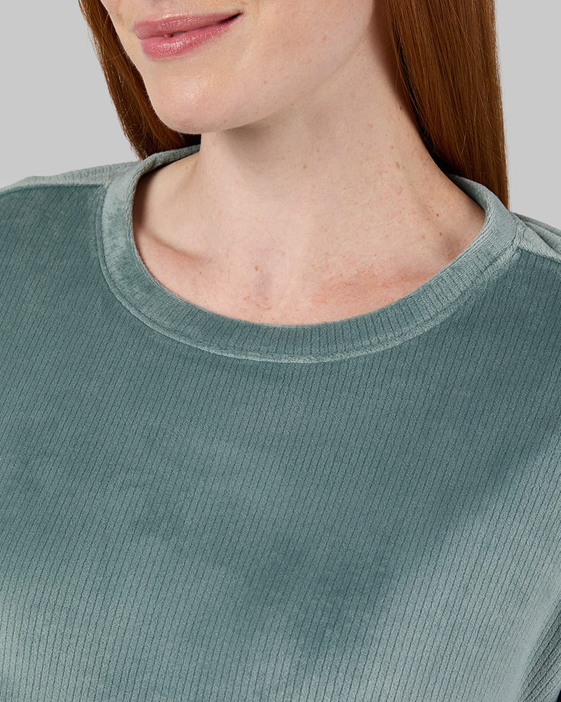 WOMEN'S VELOUR LUXE RIB CREW TOP
